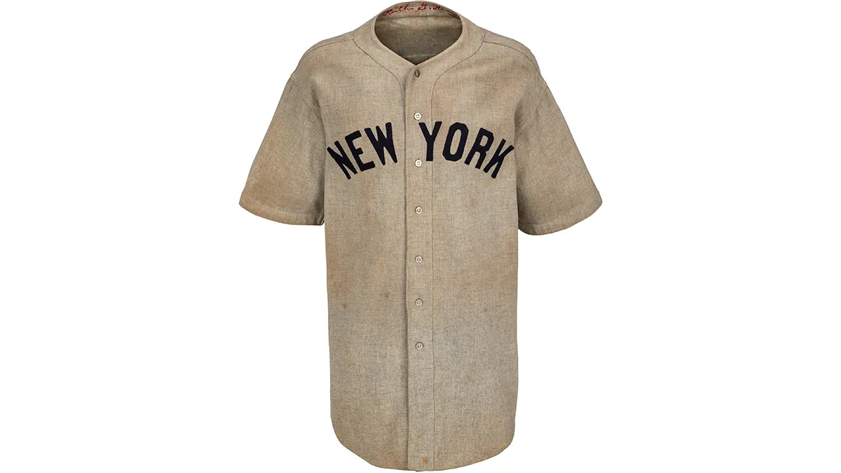 front of the babe ruth jersey up for auction