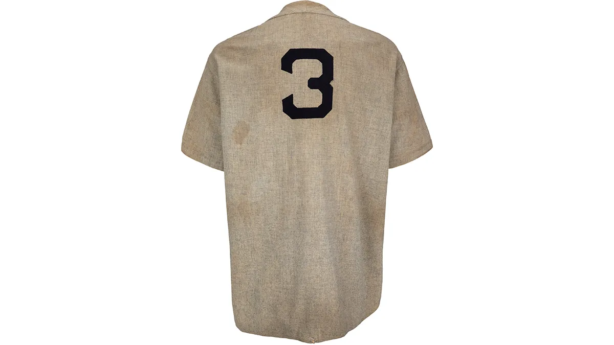 The back of the Babe Ruth jersey up for auction.