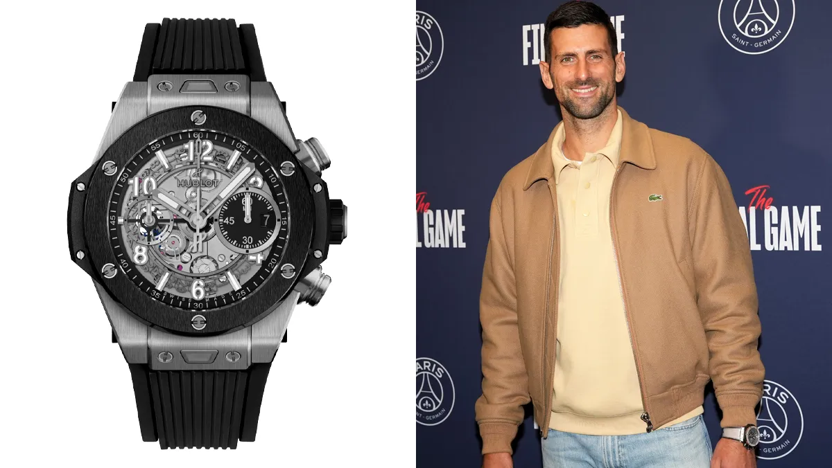 photo of a Hublot big bang unicorn with Djokovic beside it