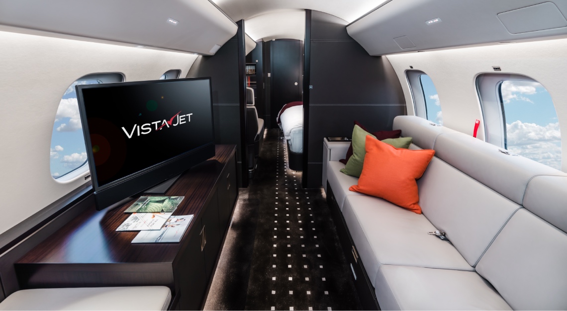 interior of a private jet under vista jet