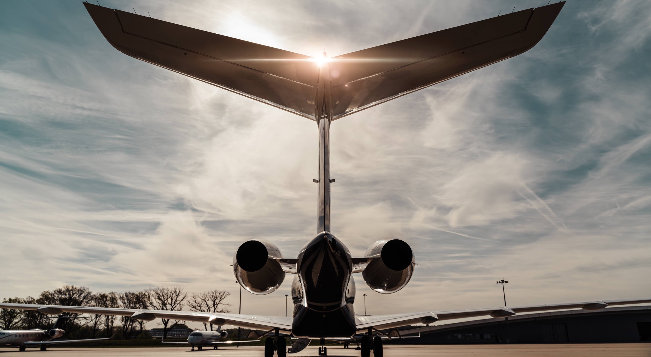 a private jet on the runway