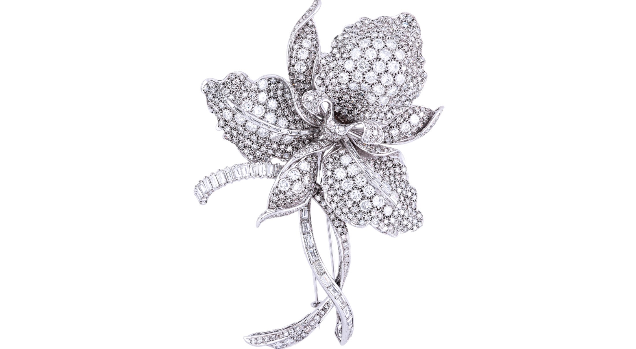 diamond-set orchid brooch