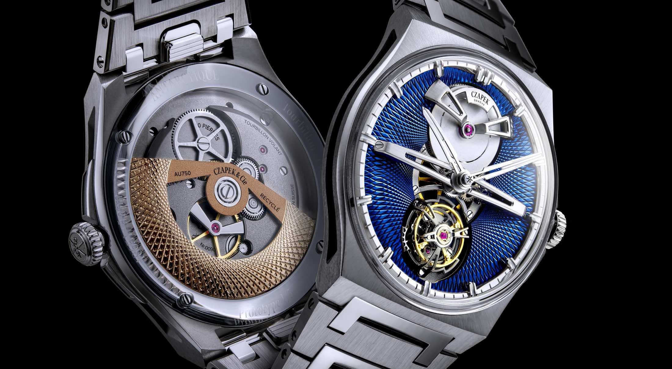 Photo of a watch that shows both the dial and caseback