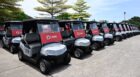 buggies decked with CIMB paraphernalia at Robb Report Singpore Golf Masters